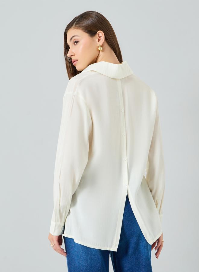 ستايلي قميص شفاف بتفاصيل رباط جانبي - Image 3